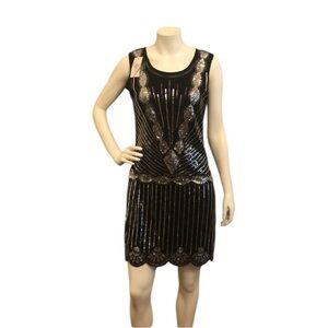 Leslie Fay sequined party cocktail sheath mini dress size XL
